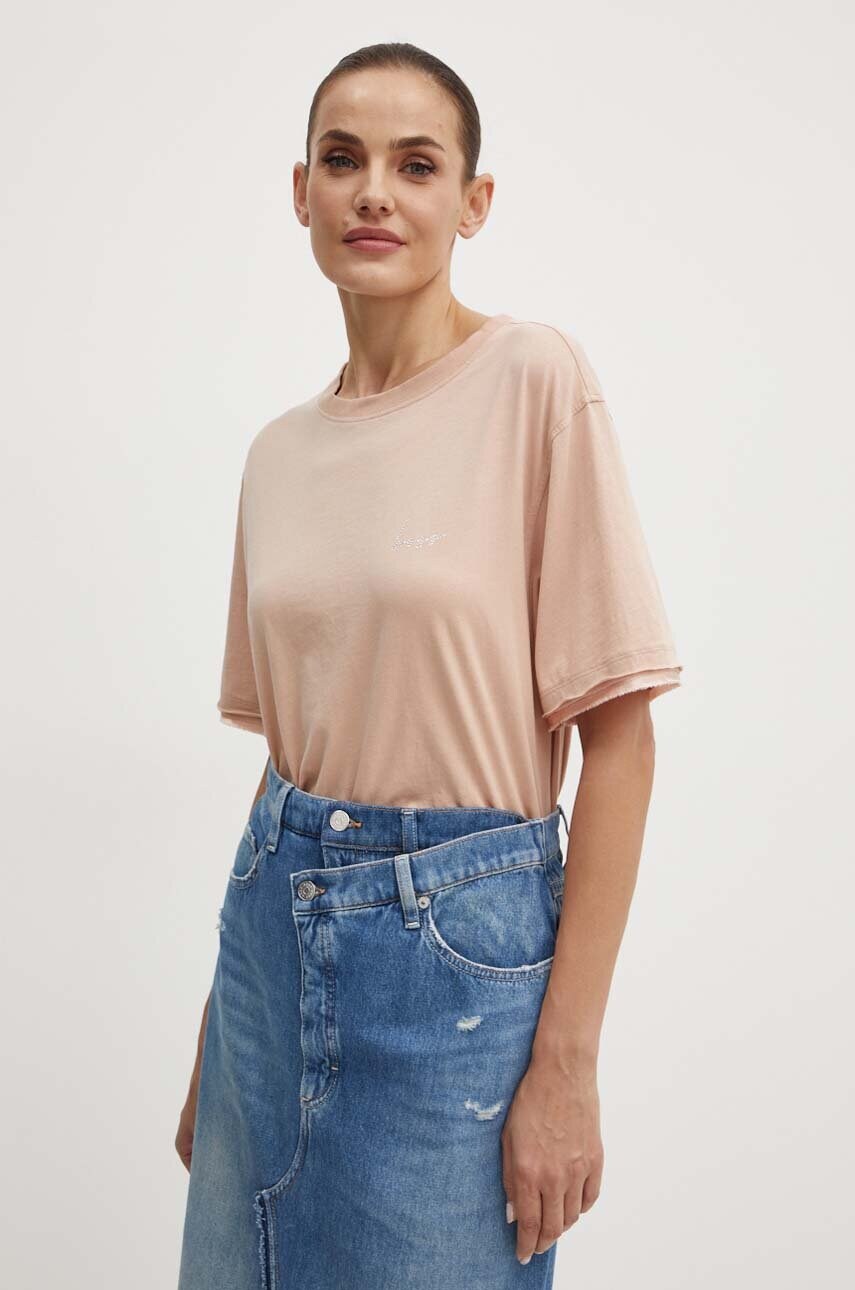 Boss Orange tricou din bumbac femei, culoarea portocaliu, 50520820