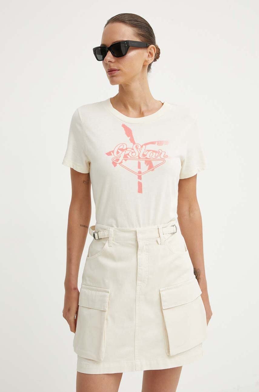 G-Star tricou din bumbac femei, culoarea bej, D24595-4107