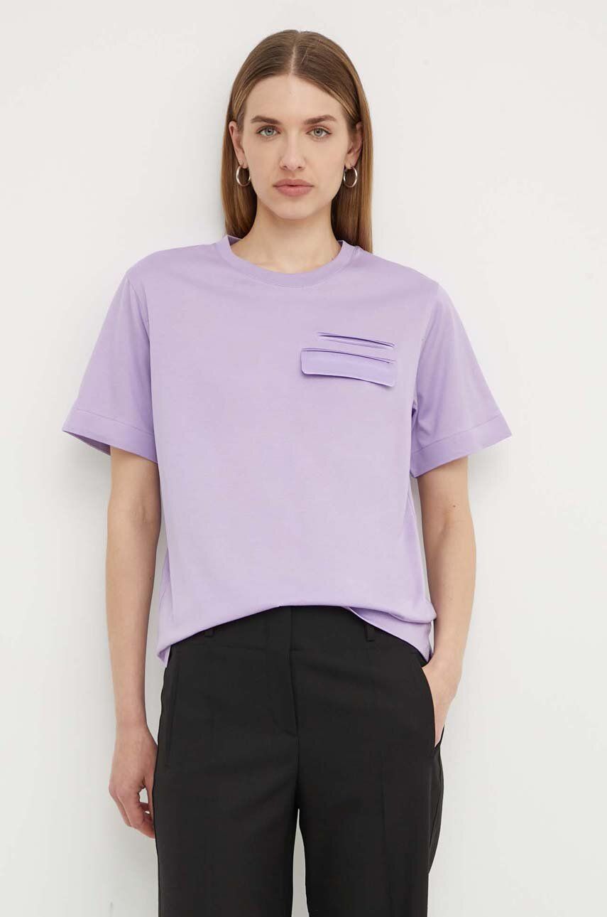 BOSS tricou din bumbac femei, culoarea violet, 50521741