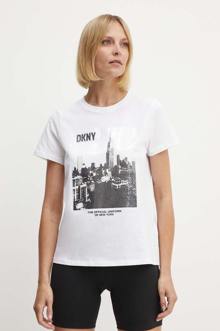 Dkny tricou din bumbac femei, culoarea alb, DP4T9725
