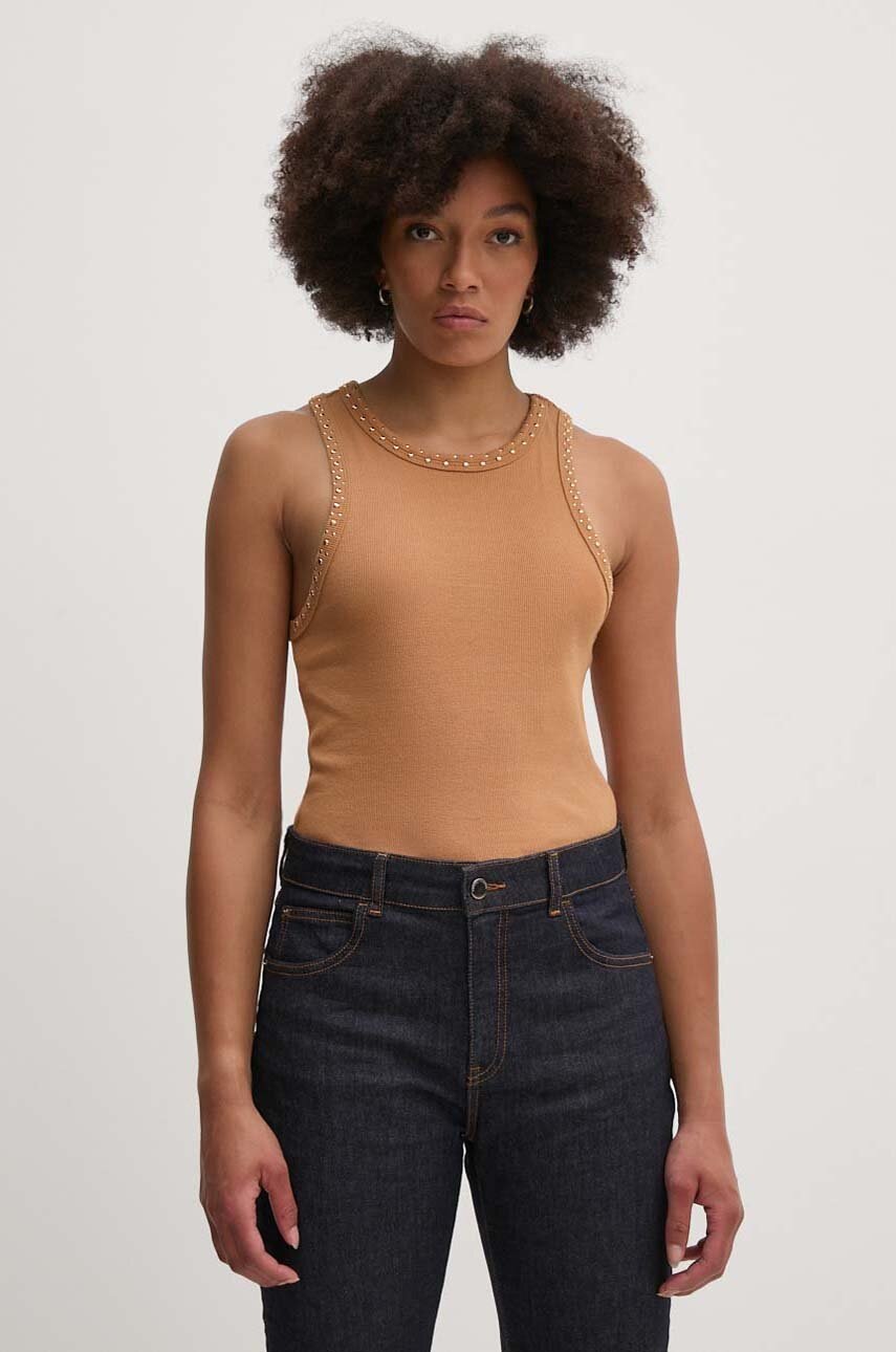 

Топ Dkny дамски в кафяво P4EH6XND, Кафяв