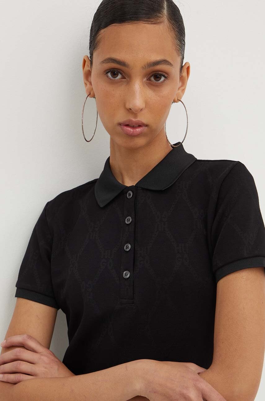 HUGO tricou polo femei, culoarea negru, 50517119