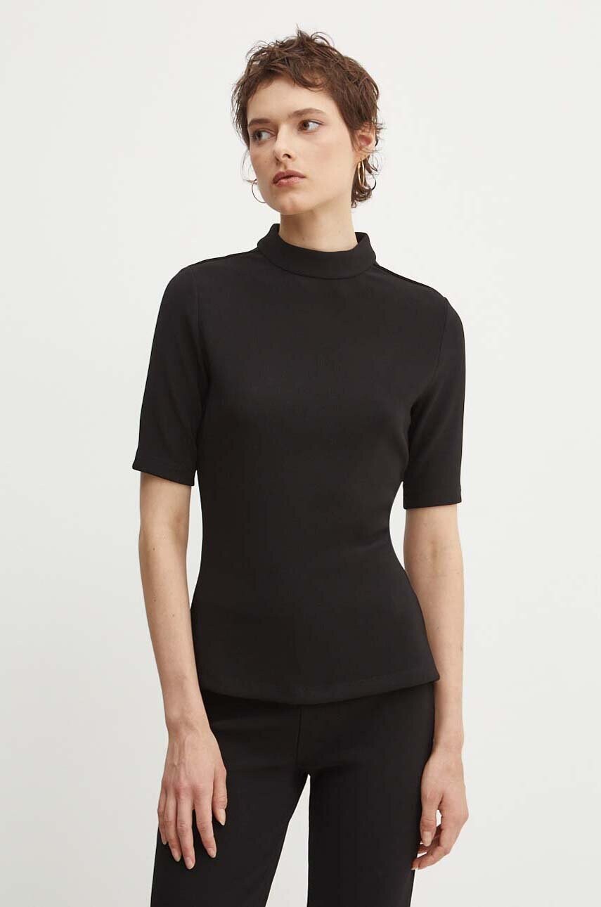 HUGO tricou femei, culoarea negru, cu turtleneck, 50520098