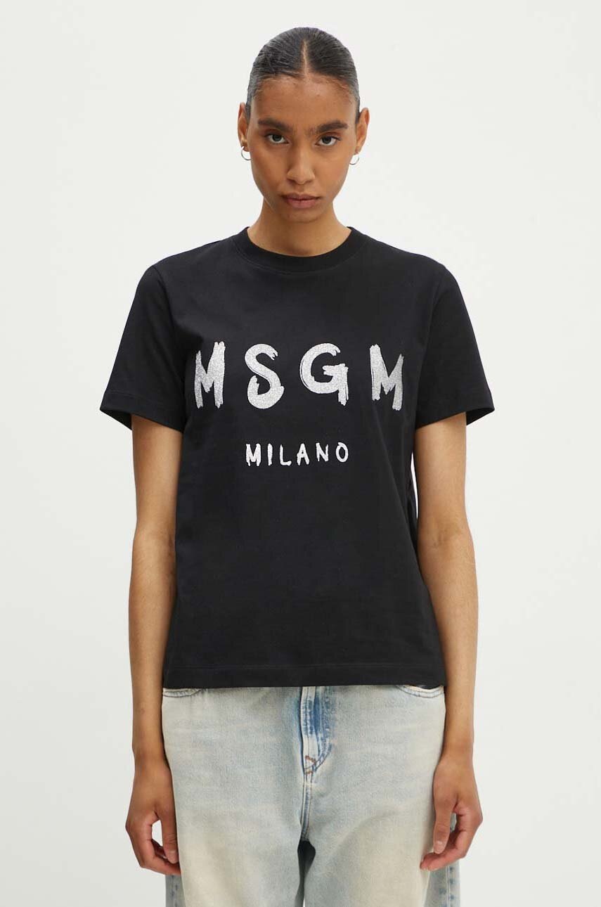 

Памучна тениска MSGM в черно 3441MDM510G.237002, Черен