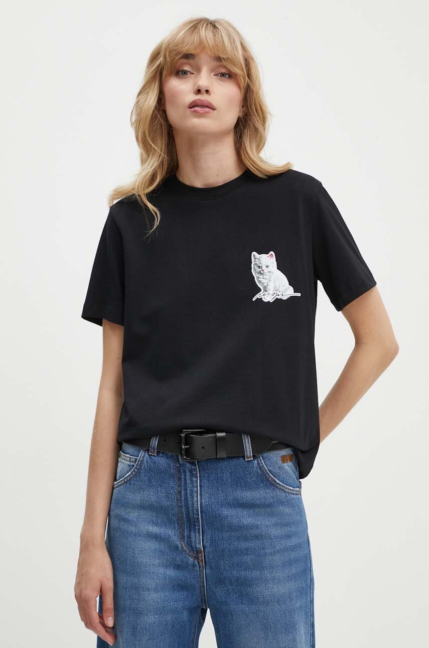 MSGM tricou din bumbac femei, culoarea negru, 3741MDM139.247798