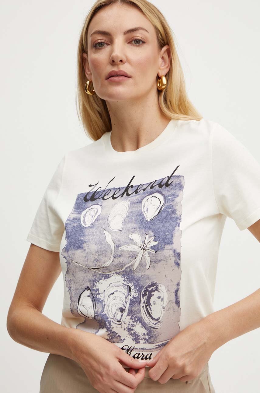 

Памучна тениска Weekend Max Mara в бежово 2425976031600, Бежов