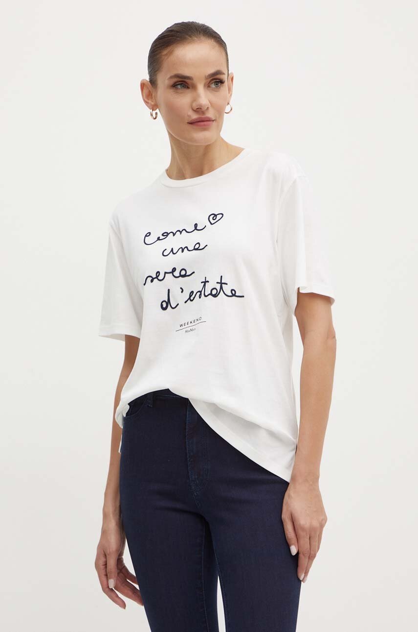 

Памучна тениска Weekend Max Mara в бяло 2425976041600, Бял