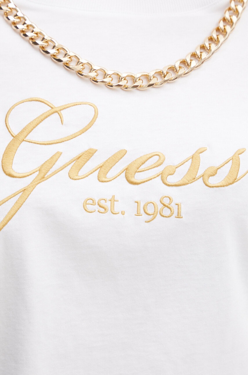 Бавовняна футболка Guess CRYSTAL жіноча колір білий W4YI16 I3Z14 