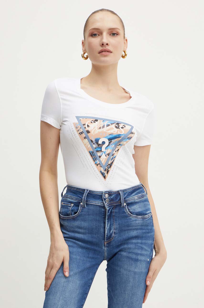 

Тениска Guess LEO в бяло W4YI15 J1314, Бял