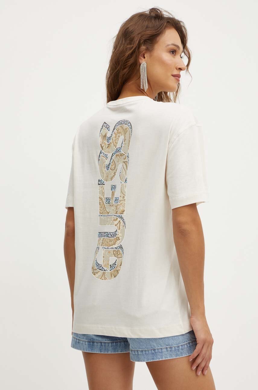 

Памучна тениска Guess PAISLEY в бежово W4YI18 JA914, Бежов