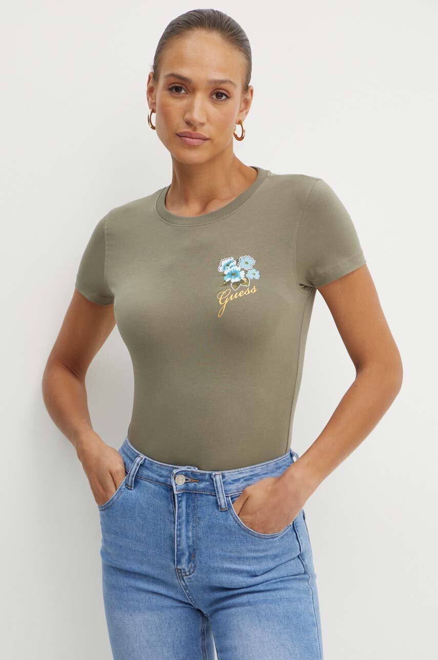 

Тениска Guess FLOWERS в зелено W4YI30 J1314, Зелен