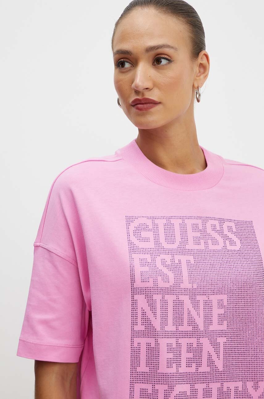 

Памучна тениска Guess SHINY в лилаво W4YI28 I3Z14, Виолетов