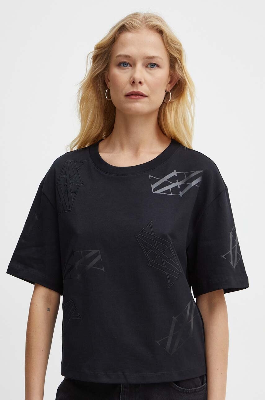 

Памучна тениска Armani Exchange в черно 6DYT02 YJNNZ, Черен