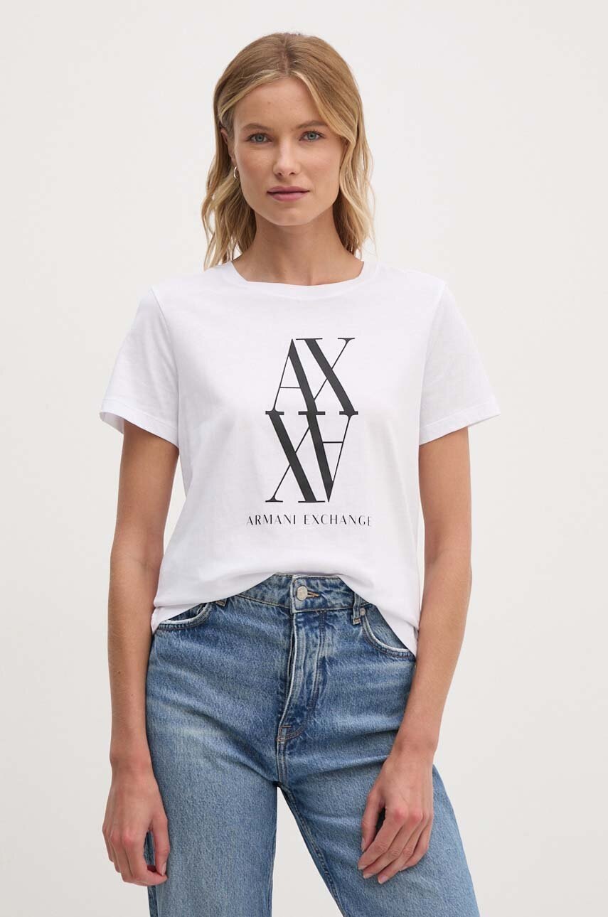 

Памучна тениска Armani Exchange в бяло 6DYT04 YJG3Z, Бял