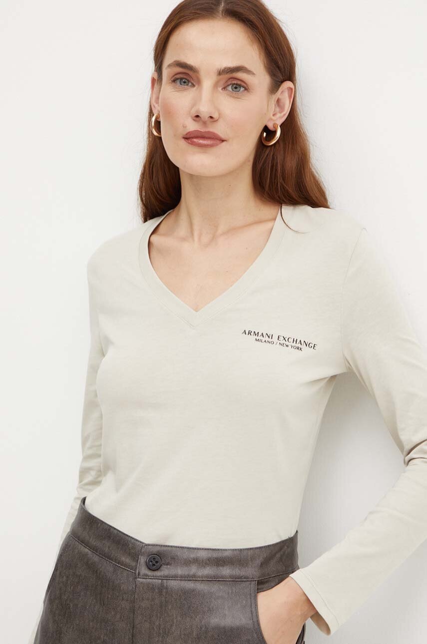 

Памучна блуза с дълги ръкави Armani Exchange в бежово 8NYT89 YJG3Z, Бежов