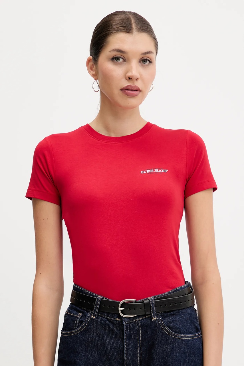 Levně Tričko Guess Jeans dámské, zelená barva, W4YI02 J1314