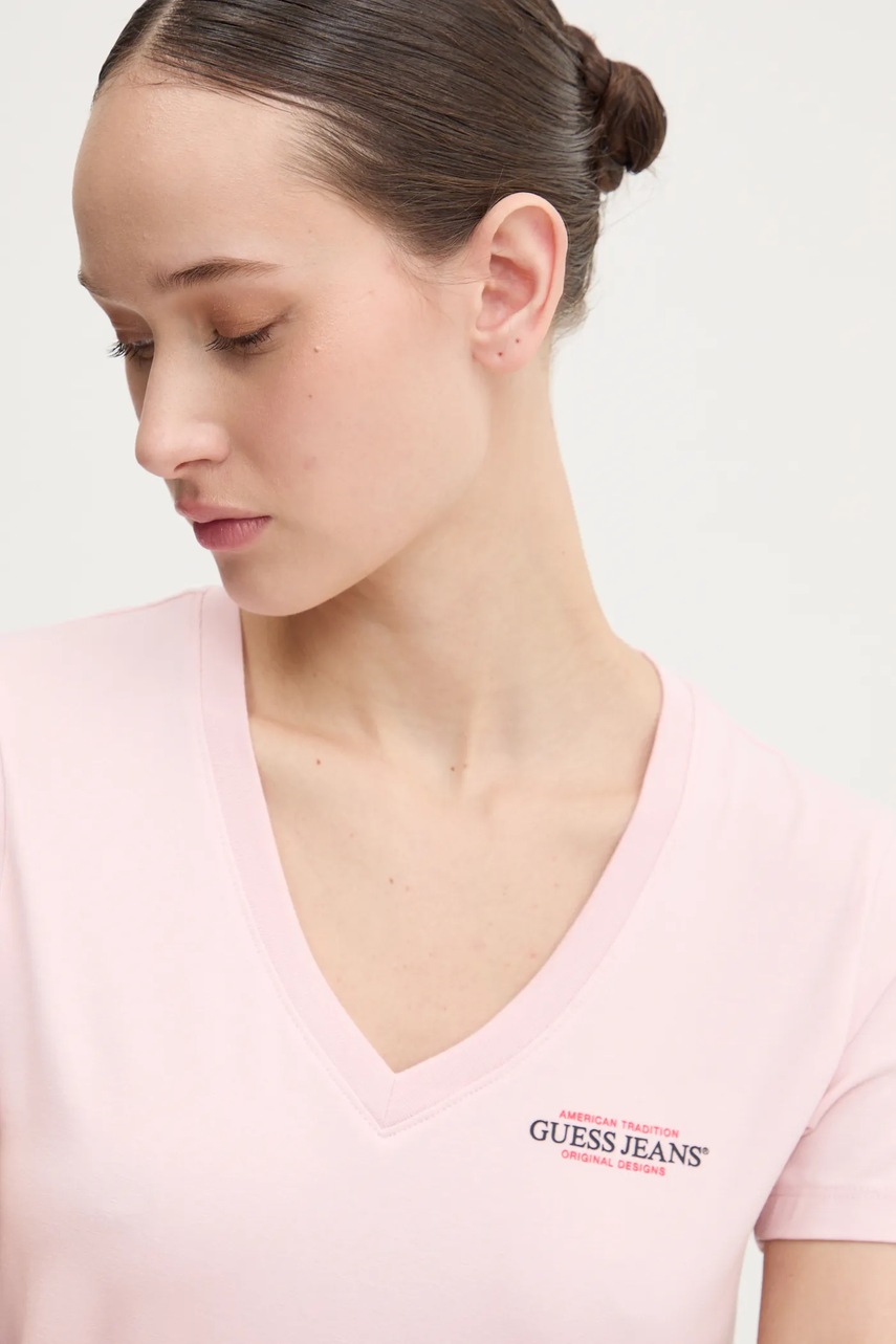 Μπλουζάκι Guess Jeans χρώμα: ροζ, W4YI23 J1314 φωτογραφία