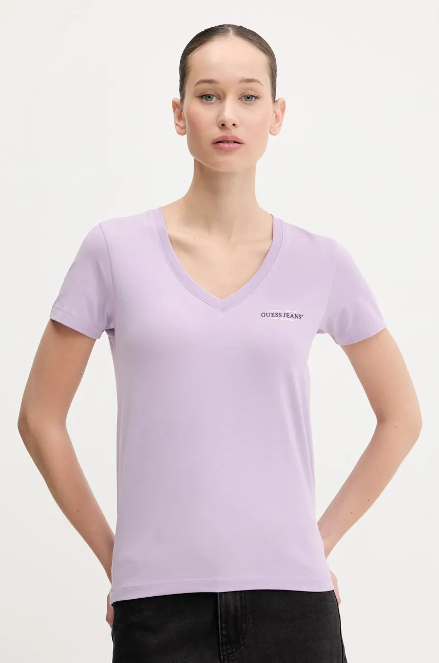 Levně Tričko Guess Jeans fialová barva, W4YI23 J1314