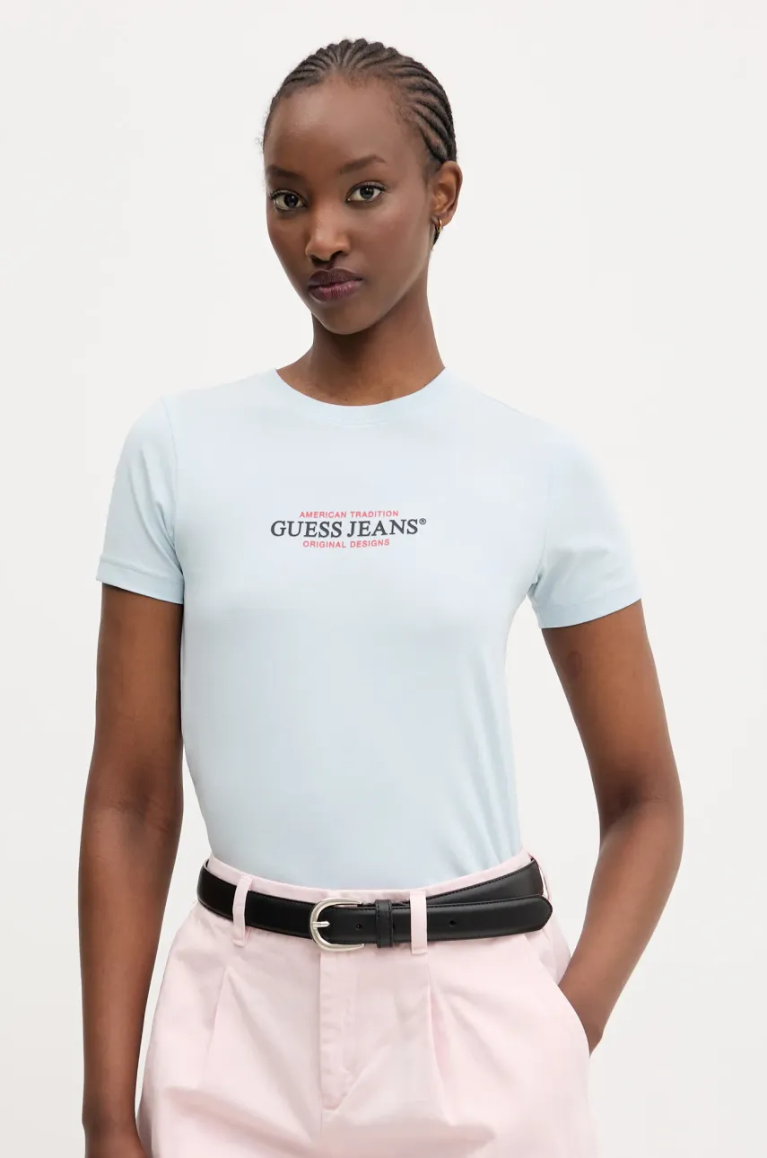 Levně Tričko Guess Jeans modrá barva, W4YI03 J1314