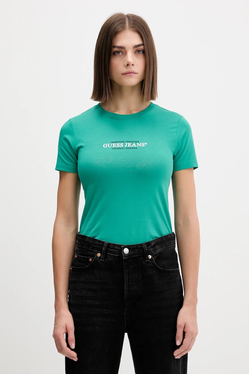 

Тениска Guess Jeans, Тюркоазен