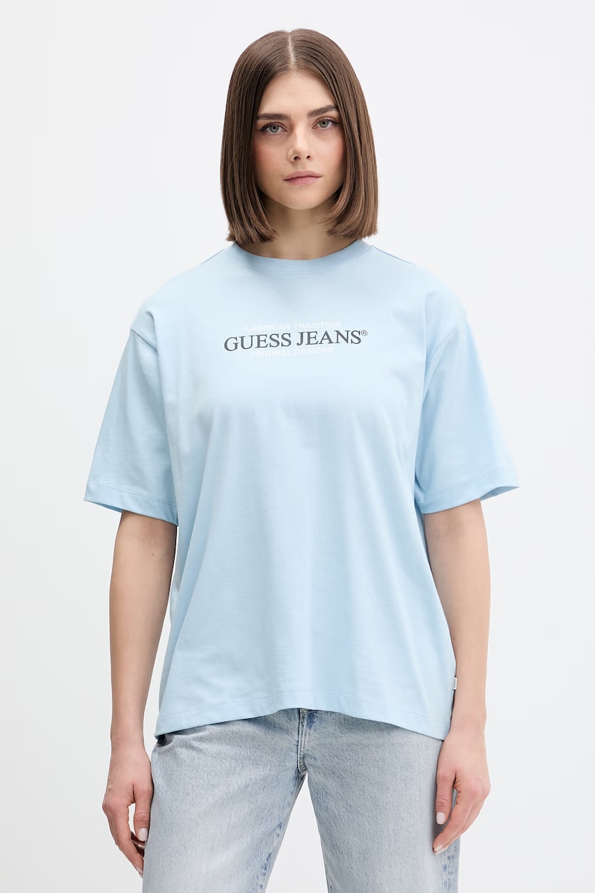 Βαμβακερό μπλουζάκι Guess Jeans