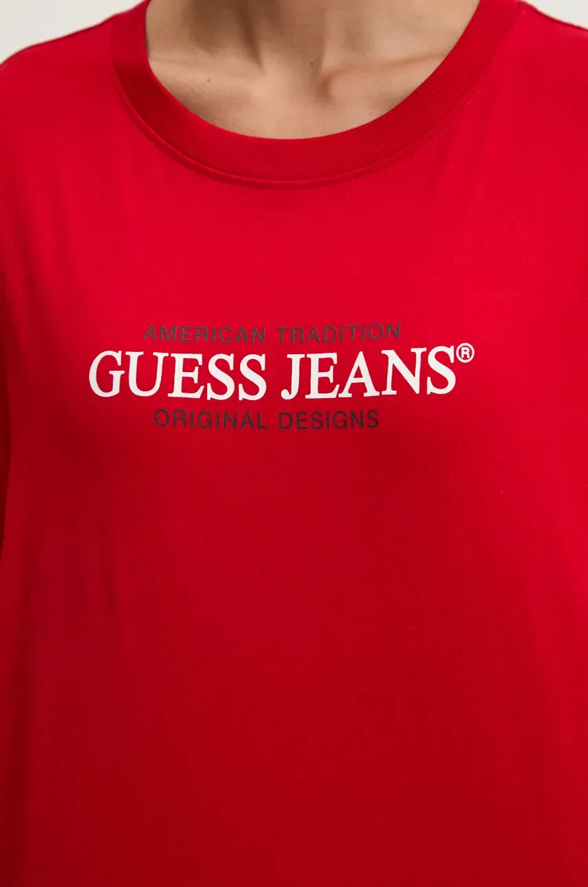 Pamučna Majica Guess Jeans Za žene, Boja: Crvena, W4YI08 K8HM0