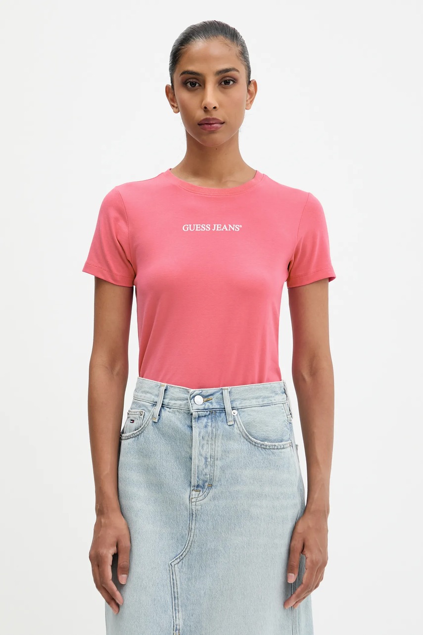 Levně Tričko Guess Jeans dámské, žlutá barva, W4YI01 J1314
