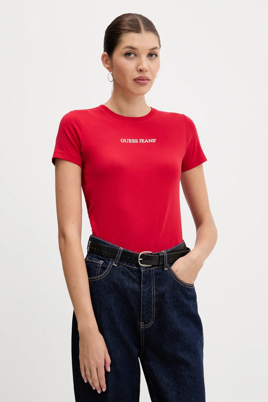 Levně Tričko Guess Jeans dámské, žlutá barva, W4YI01 J1314