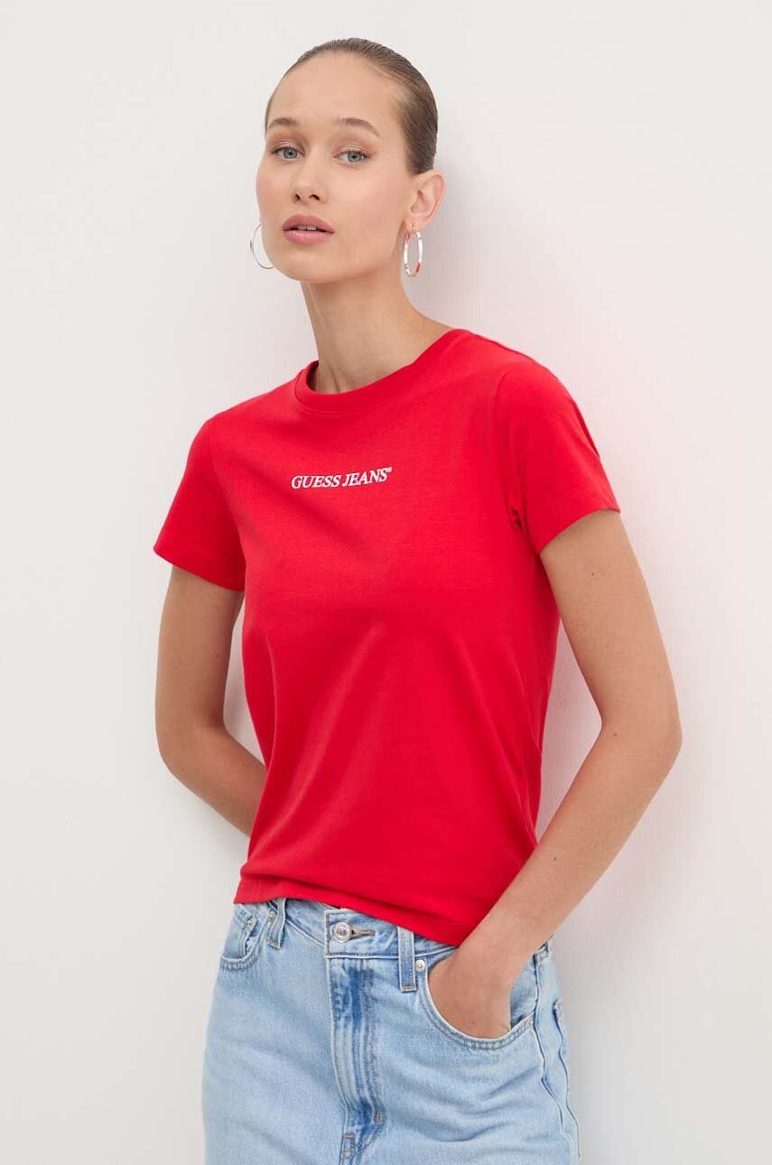 

Тениска Guess Jeans в червено W4YI01 J1314, Червен