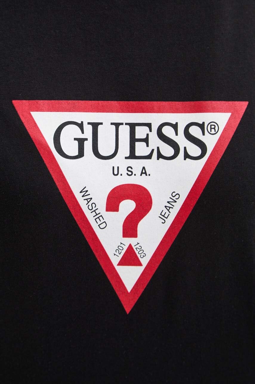 Βαμβακερό μπλουζάκι Guess Jeans γυναικείο, χρώμα: μαύρο, W4YI73 K8HM0 φωτογραφία