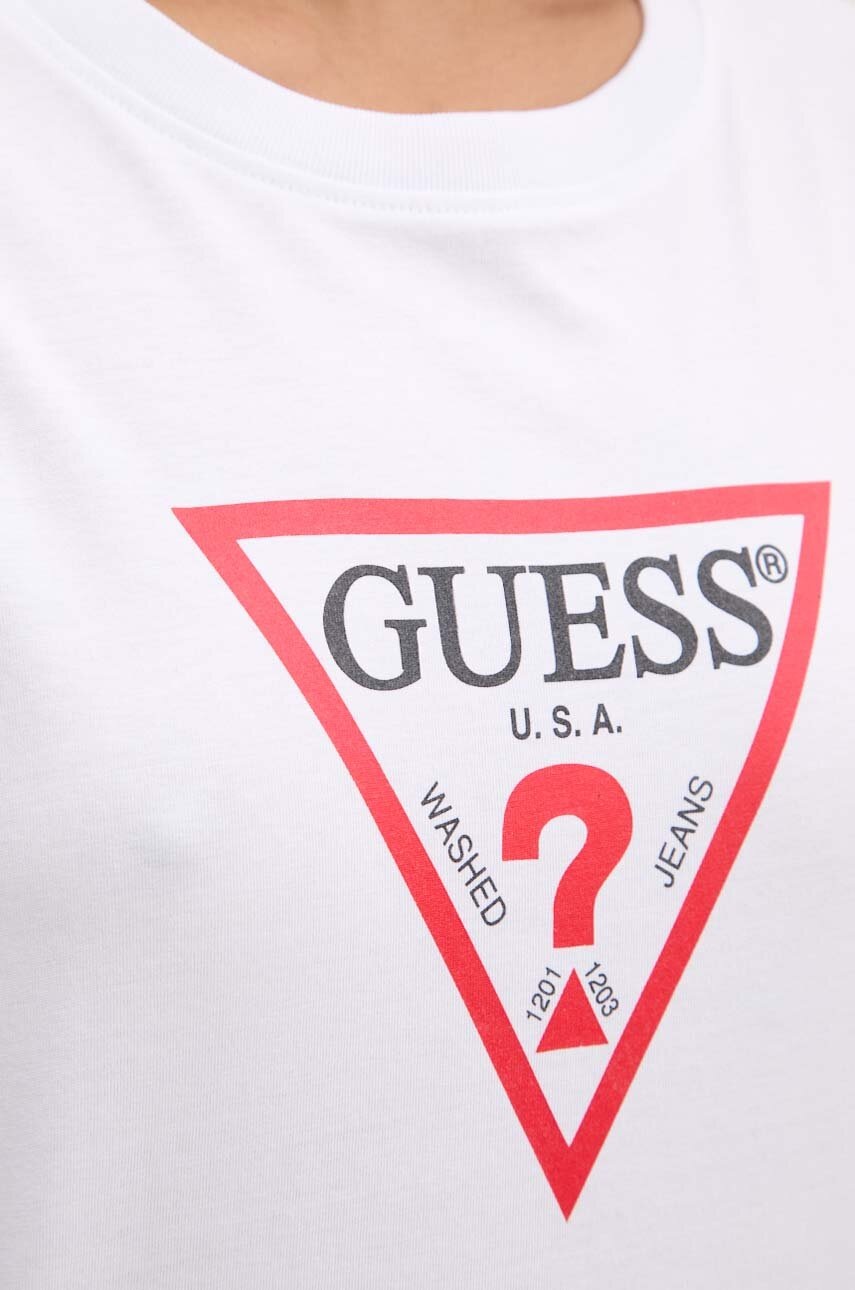 Βαμβακερό μπλουζάκι Guess Jeans γυναικείο, χρώμα: άσπρο, W4YI76 K8HM0 φωτογραφία