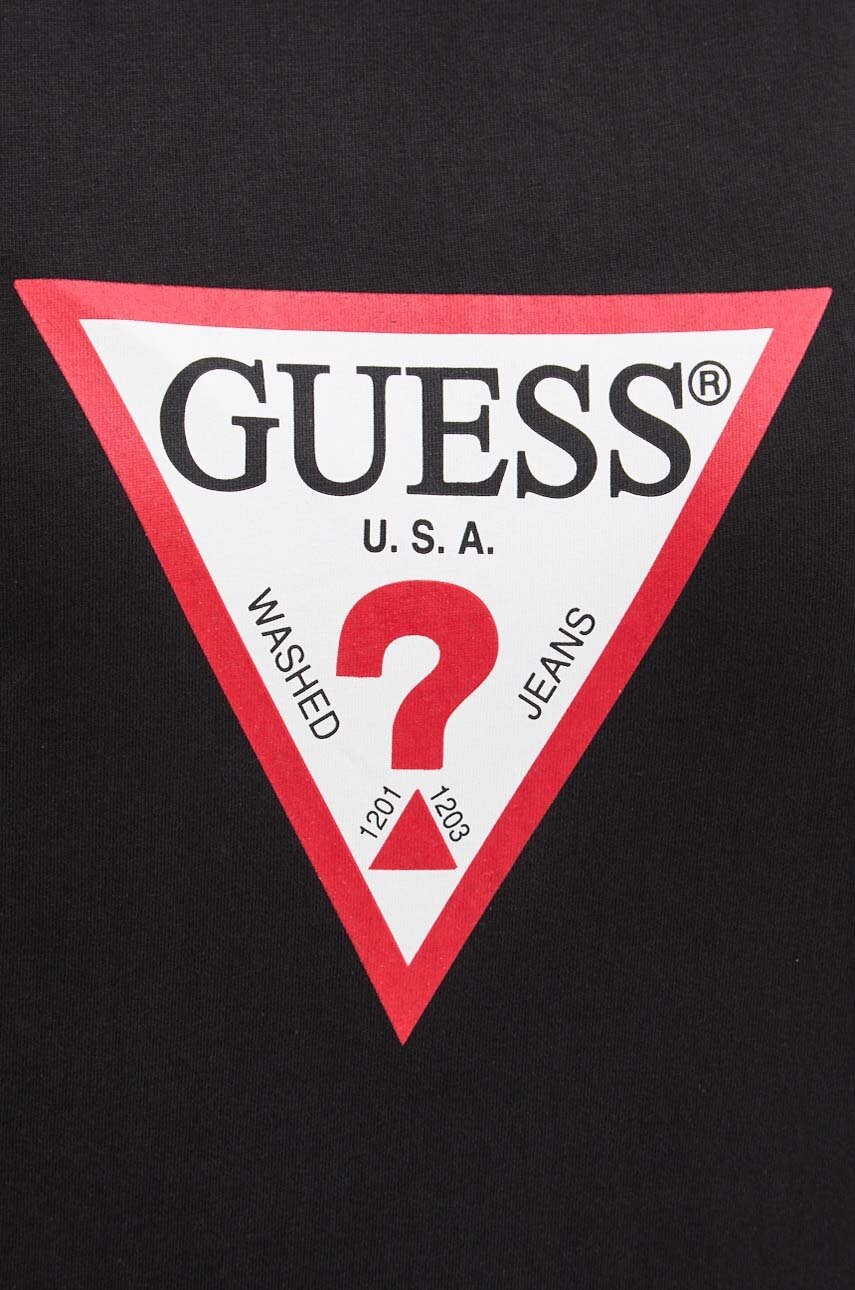 Βαμβακερό μπλουζάκι Guess Jeans γυναικείο, χρώμα: μαύρο, W4YI76 K8HM0 φωτογραφία