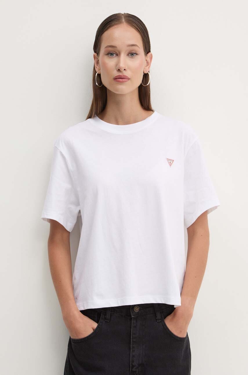 Levně Bavlněné tričko Guess Jeans bílá barva, W4YI05 K8HM0