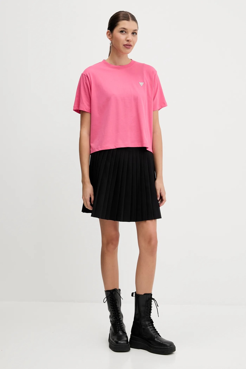 Хлопковая футболка Guess Jeans цвет фиолетовый W4YI05 K8HM0