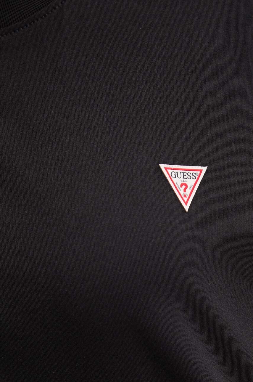 Βαμβακερό μπλουζάκι Guess Jeans γυναικείο, χρώμα: μαύρο, W4YI05 K8HM0 φωτογραφία