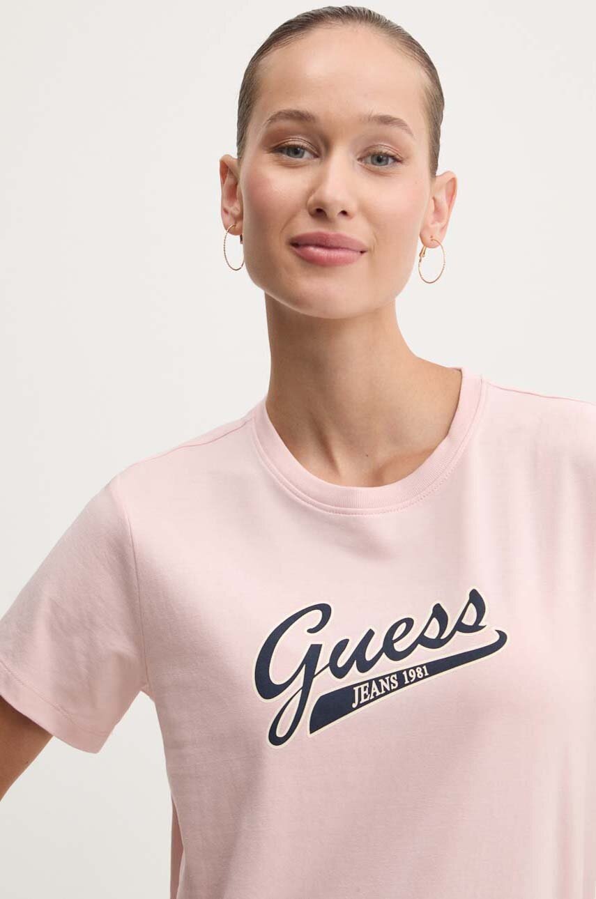 

Тениска Guess Jeans в розово W4YI13 J1314, Розов