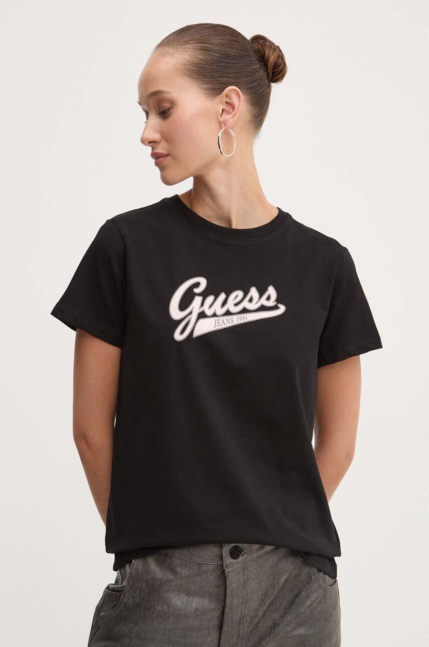 

Тениска Guess Jeans в черно W4YI13 J1314, Черен