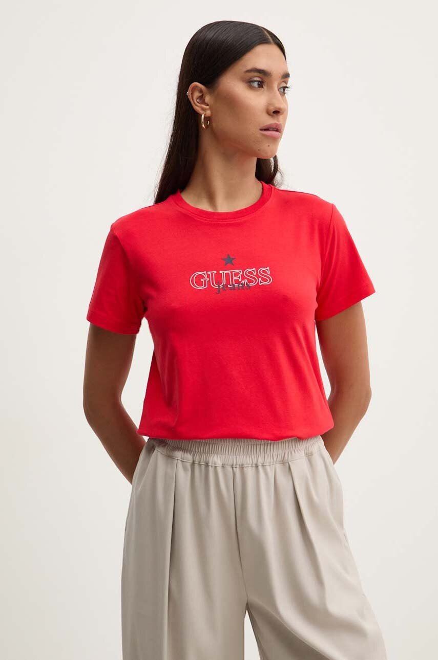 

Тениска Guess Jeans в червено W4YI12 J1314, Червен