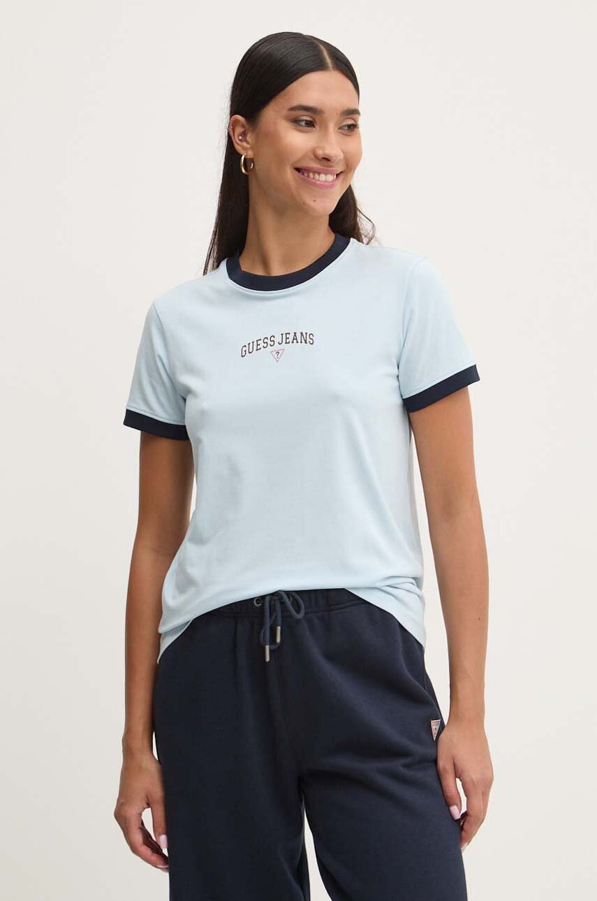 

Тениска Guess Jeans в синьо W4YI11 J1314, Син