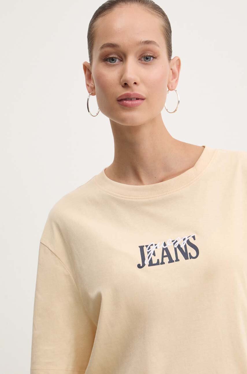 

Памучна тениска Guess Jeans в бежово W4YI07 K8HM0, Бежов