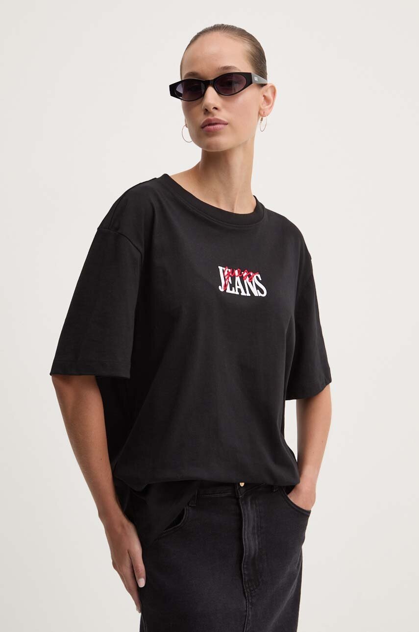 

Памучна тениска Guess Jeans в черно W4YI07 K8HM0, Черен