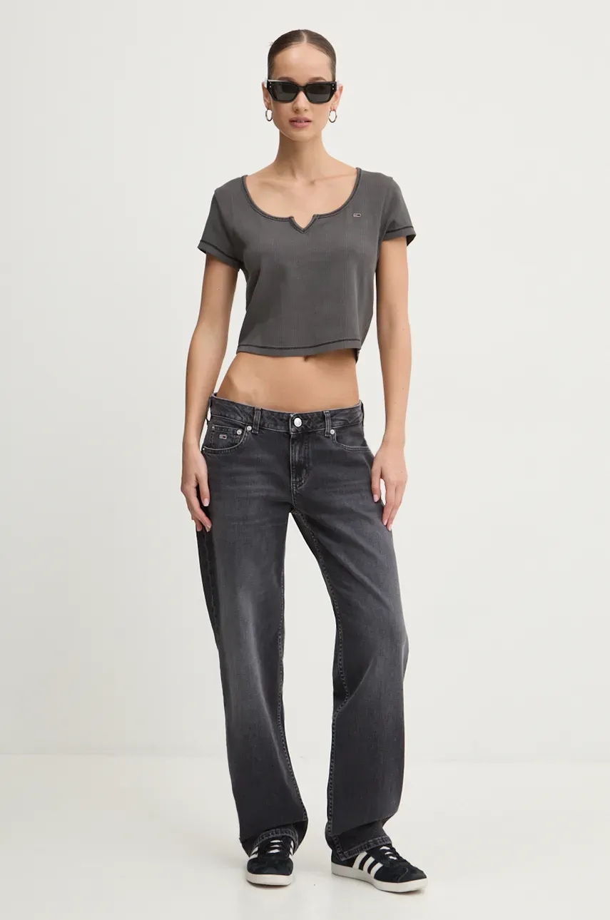 Tommy Jeans tricou femei, culoarea negru, DW0DW18426