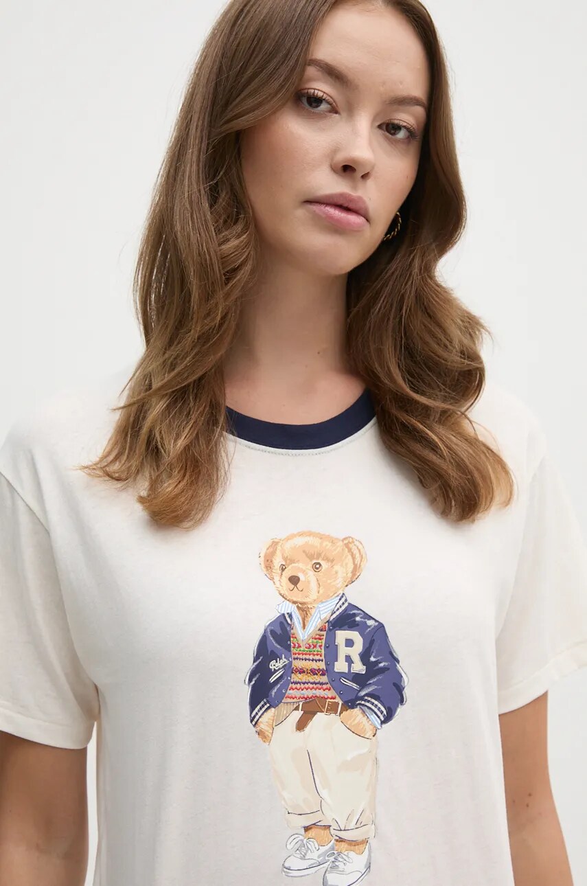 

Памучна тениска Polo Ralph Lauren в бяло 211941205, Бежов