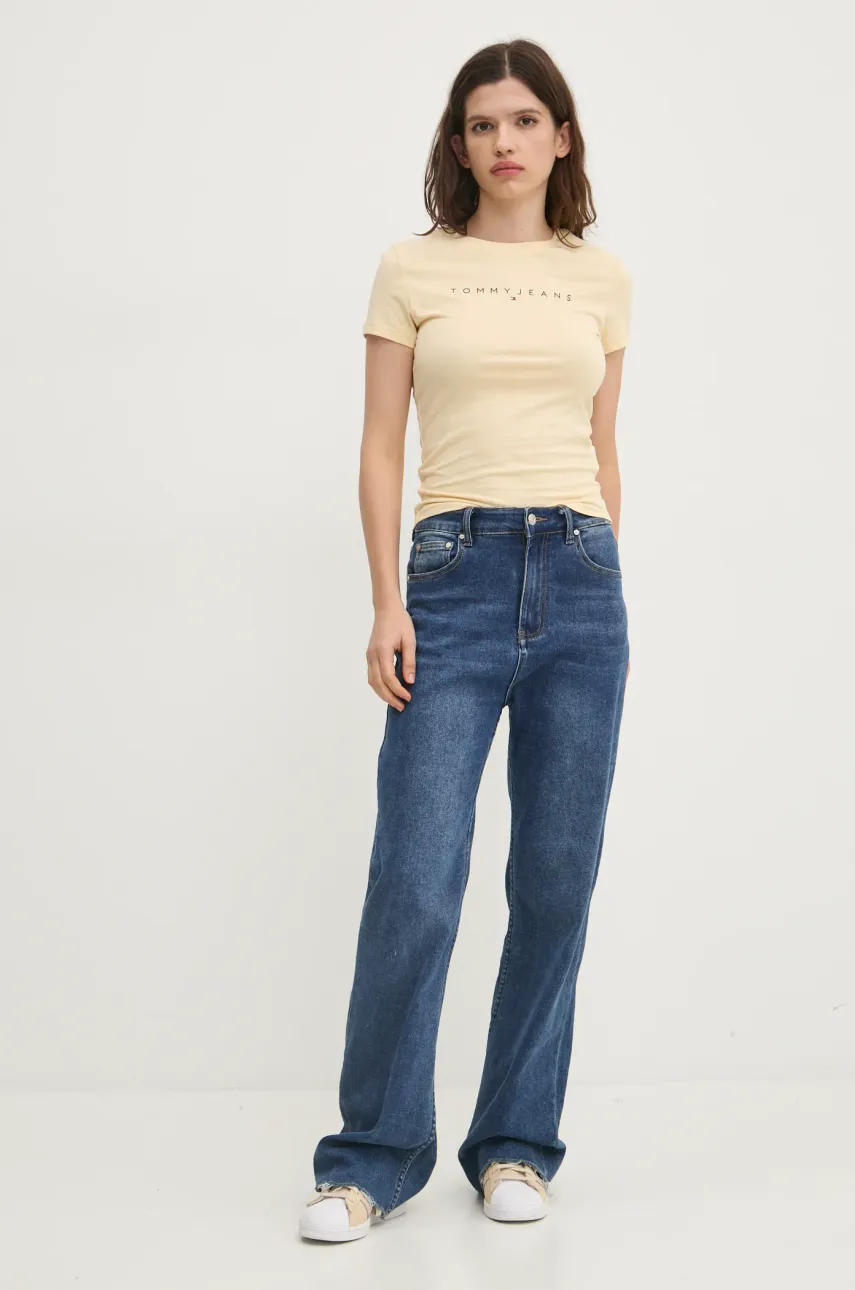 Хлопковая футболка Tommy Jeans женская цвет жёлтый DW0DW18398 Хлопковая футболка Tommy Jeans женская цвет жёлтый DW0DW18398