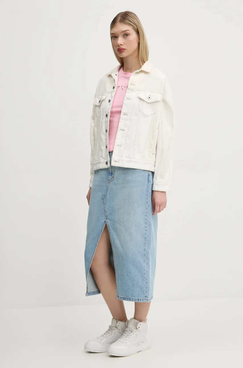 Хлопковая футболка Tommy Jeans женская цвет розовый DW0DW18398 Хлопковая футболка Tommy Jeans женская цвет розовый DW0DW18398