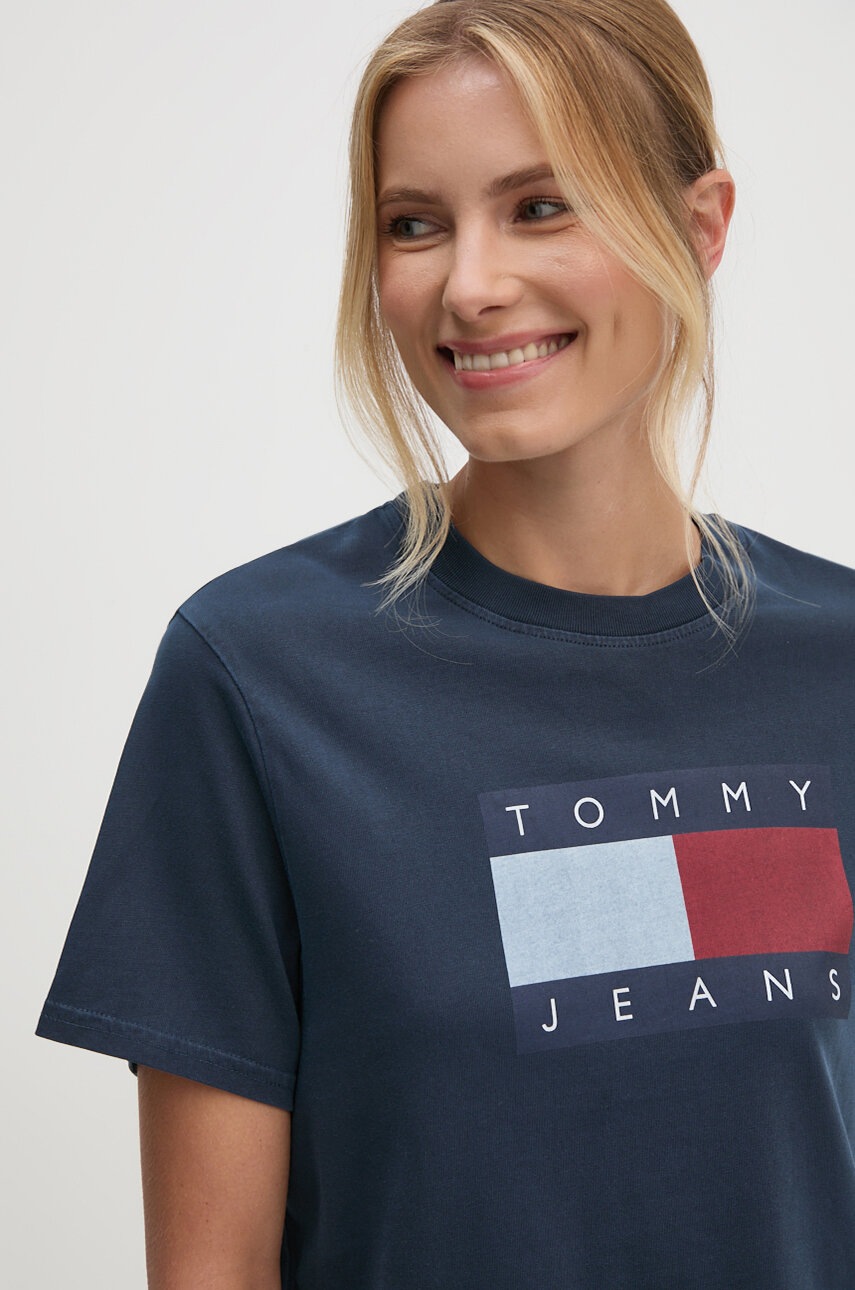 

Памучна тениска Tommy Jeans в тъмносиньо DW0DW18629, Тъмносин
