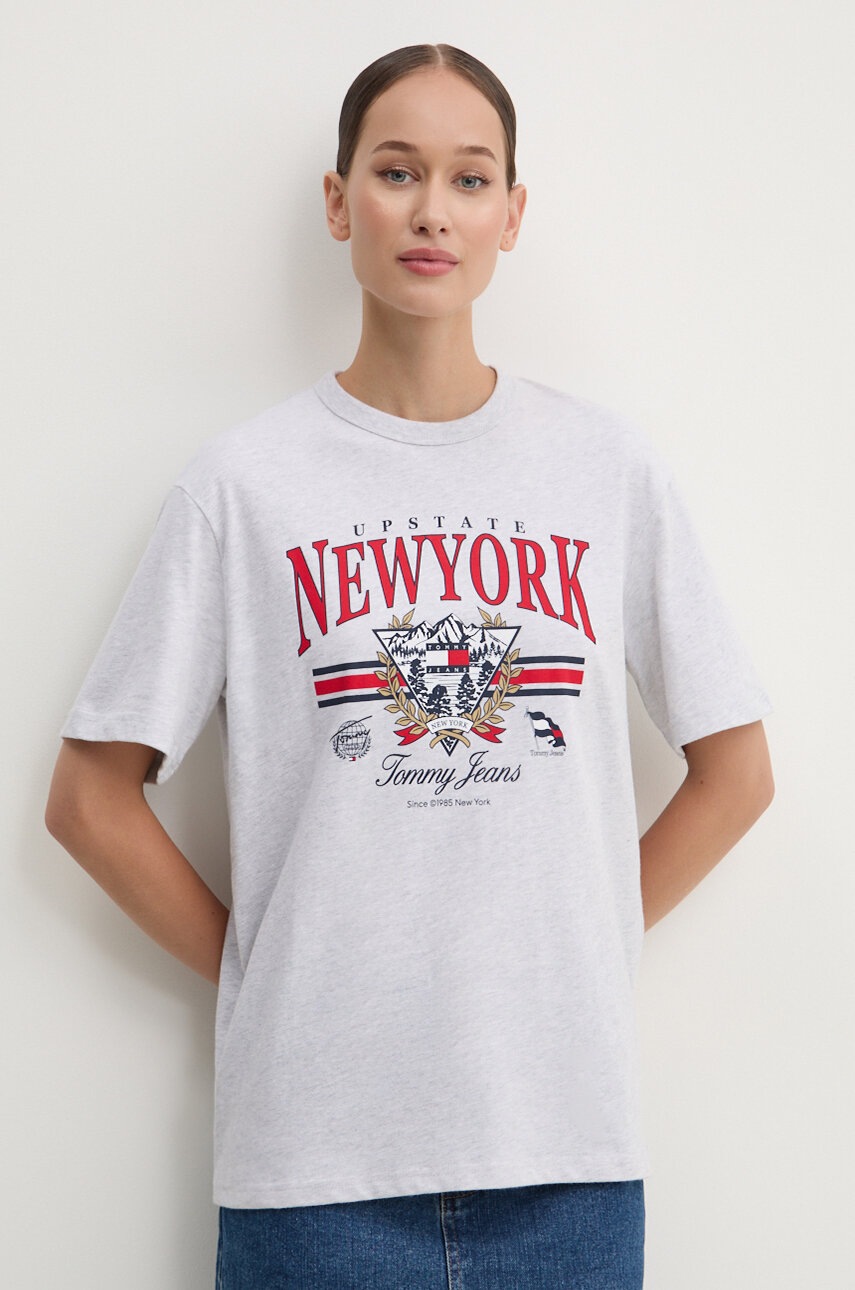 

Памучна тениска Tommy Jeans в сиво DW0DW18410, Сив