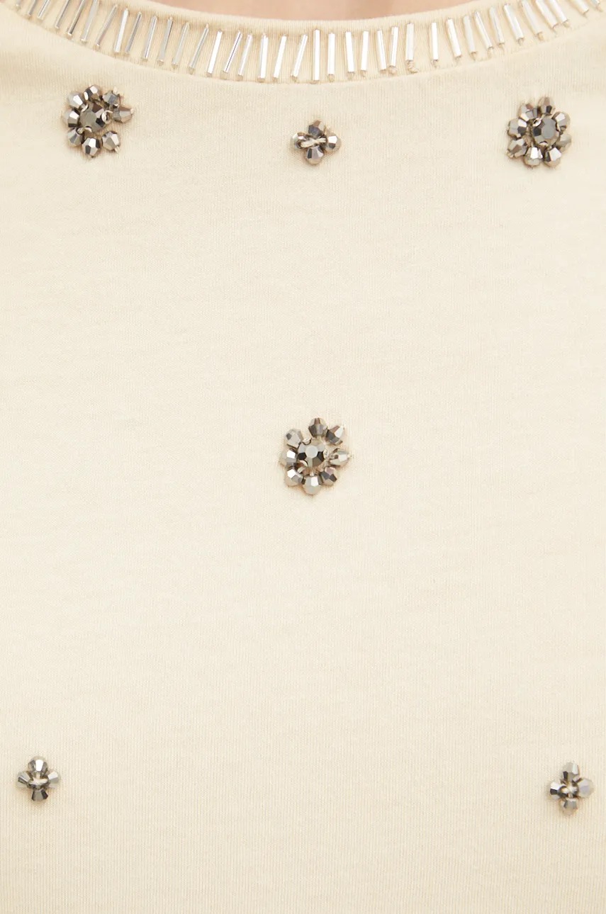 Βαμβακερό μπλουζάκι Pinko γυναικείο, χρώμα: μπεζ, 104441 A296 φωτογραφία