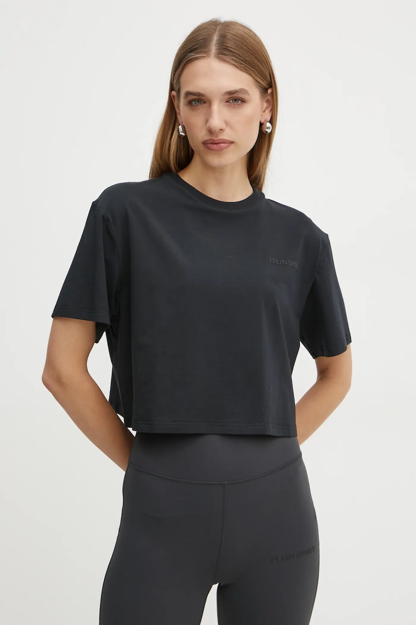 PLEIN SPORT tricou femei, culoarea negru, AADC WTK3544 SJY001N PLEIN SPORT tricou femei, culoarea negru, AADC WTK3544 SJY001N