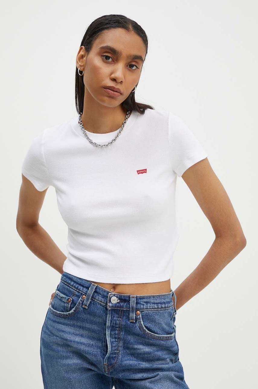Levně Tričko Levi's bílá barva, s pologolfem, A7419